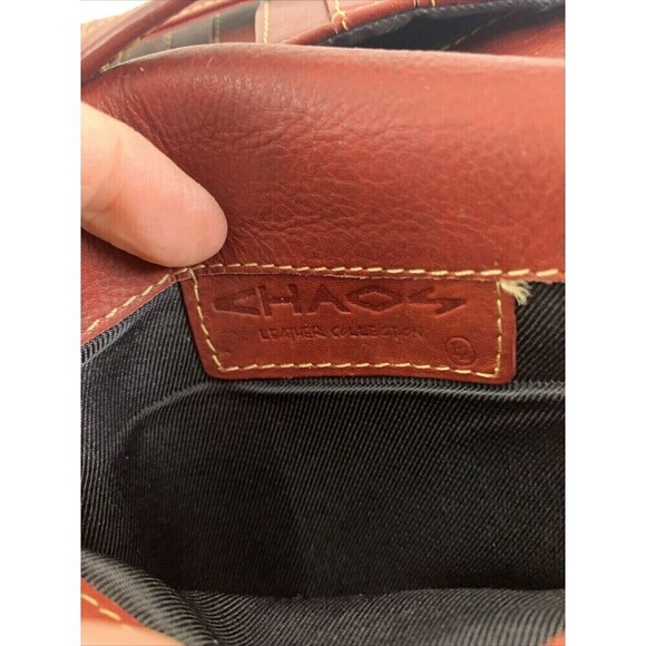 Chaos Leather Crossbody Purse Red Flap Snap Organizer Credit Card ID Multi Zip - Picture 9 of 16